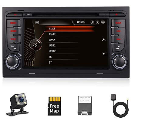 Autoradio Stereo para Audi A4 S4 RS4 7 pulgadas IPS capacitiva Pantalla táctil Doble Din Radio Audio Navegación GPS DVD CD Radio Bluetooth Mirrorlink USB SD