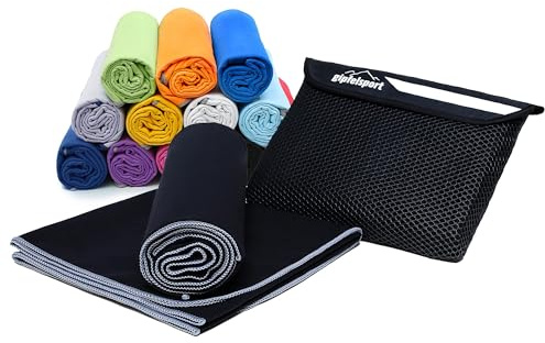 gipfelsport Mikrofaser Handtuch - Microfaser Handtücher Set, Strandtuch, Badetuch I groß, schnelltrocknend I für Sport, Beach, Reise, Outdoor, Camping I leicht, dünn, klein I 180x80cm I Schwarz