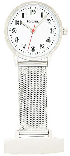 Ravel Easy Read Mesh Krankenschwestern Fob Watch - Weißes Zifferblatt