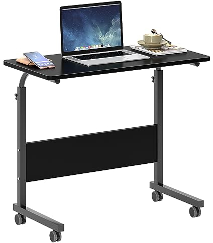 SogesHome Mesa Auxiliar Regulable, Mesa Ajustable con Ruedas Escritorio para Ordenador Portátil para Cama, Sofá, Hospital, Enfermería, Lectura, Comidas 80 x 40 x (71-90) cm