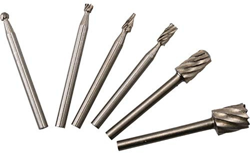 Micro HSS Burr Set for Rotary Tools with 3.17mm Chuck Engraving Polishing 6pc