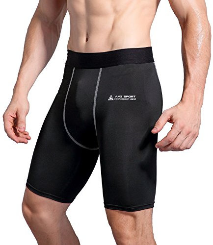 AMZSPORT Herren Kompressionsshorts Kurze Kompressionshose Compression Tights Lauf-Shorts Leggings Atmungsaktive Sportunterwäsche für Laufen, Schwarz XXL