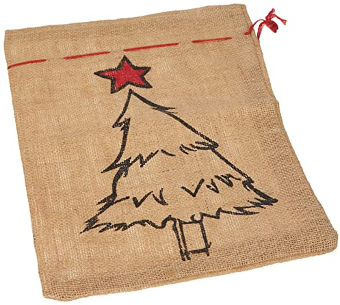 Riffelmacher 19563 - Jute-Sack Baum, Größe 25 x 35 cm, Natur, verschließbar, aus Feinjute, Geschenk, Tasche, Beutel, Verpackung, Weihnachten, Nikolaus, Tannenbaum