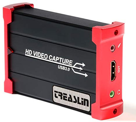 USB 3.0 HD Game Capture Card,HDMI 1080P Video Capture Kartengerät für Nintendo Switch, Xbox, Xbox One, OBS, PS4, Wii U, HDMI Loopout ohne Verzögerung,TSV3213 TreasLin