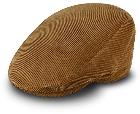 fiebig Cord Flatcap für Damen & Herren | Schiebermütze aus Baumwolle mit gestepptem Innenfutter | Flache Cordmütze made in Italy (62-XXL, beige)