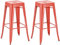CLP 2er Set Barhocker Joshua I Stapelbare Tresenhocker aus Metall I Barstühle mit Fußstützen I Sitzhöhe 76 cm I Stapelhocker, Farbe:rot