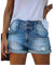 Bichingda Short décontracté en jean pour femme - Taille haute - Ourlet effiloché - Jean court d'été avec poches, bleu clair, XX-Large