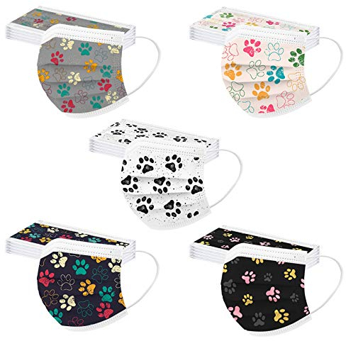 MEIYOUMK 50 Stück Mundschutz Erwachsene, Blumenmotiv Mund Nasenschutz MNS Halstuch Mund und Nasenschutz, Multifunktionstuch Atmungsaktiv Bandana, 3-lagig MNS Face Halstuch Schals für Damen und Herren