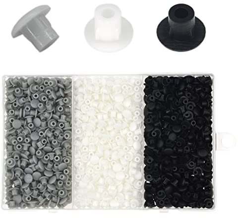 900 Pièces 5mm Bouchons de Trou en Plastique,Cache-Trous de Vis (Noir, Blanc, Gris)