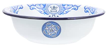 UKCOCO Bacinella Smaltata Retro Ceramica Enameled Multiuso Per Cucina e Lavabo Design Cinese Unico e Delicato Resistente e Sicura Per Uso Quotidiano Per Animali Domestici