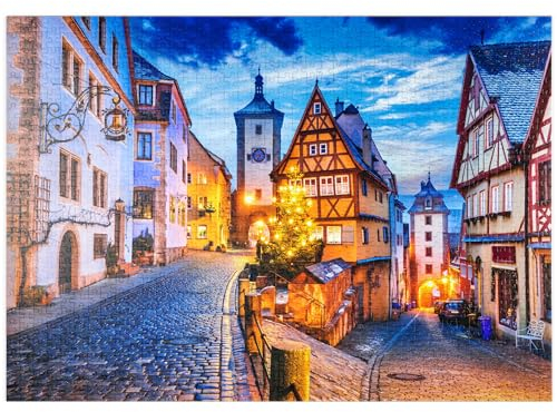 MyPuzzle Rothenburg ob der Tauber bei Nacht, Romantische Straße in Bayern, Deutschland - Premium 1000 Teile Puzzle - MyPuzzle Sonderkollektion von Puzzle Galaxy