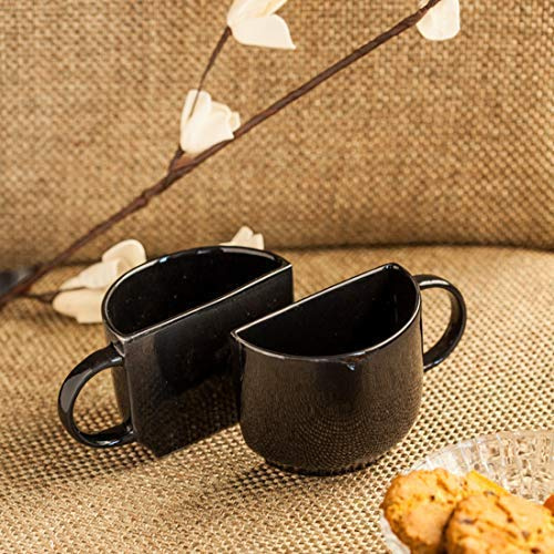 Aport Presents Unique Ceramic Coffee Mugs Cum Half Tea Cups (Set Of 2, Black) #Aport-061