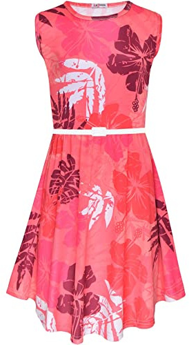 A2Z Kids Girls Skater Dress Sleeveless Camouflage Floral Leaf Print Dance Fashion Summer Wear Party Dress Age 7-8, 9-10, 11-12 & 13 Years