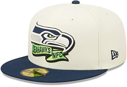 New Era Seattle Seahawks NFL 2022 Sideline Chrome White 59Fifty Basecap Seattle Seahawks Creme 7
