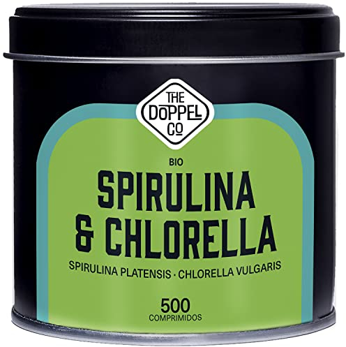 Spiruline et Chlorella Bio - 500 comprimés - 1500 mg par dose - Algue Spiruline et Algue Chlorella - Sans Additifs - Effet Saciante - Detox - Protéine Végétalienne Biologique - Sans Plastique