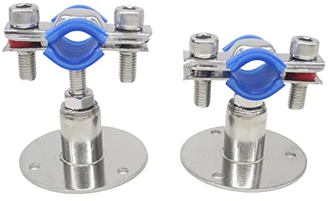 Stainless Steel Adjustable Pipe Bracket Clamp - Wall/Ceiling Mount Support for 25mm (3/4 Inch) Pipe, Heavy-Duty Rust-Proof Brackets, Short Type, 2 Pack