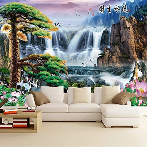 XTSWallpaper Cascadas Montañas Montañas 200X100Cm Fotomurales Xxl Fotomural Tv Foto Mural Pared 3D Fotomurales Decorativos Papel Tapiz Estéreo 3D Fotomurales 3D Fotomural Vinilo Papel Pintado