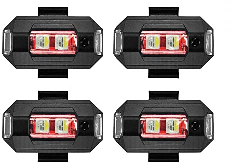 Drone Strobe Light,4 Stück LED Flugzeug Blitzlichter,USB-Aufladung Drohne Blitzlicht mit 7 Farben -33 Beleuchtungsmodi für Motorrad, RC-Auto, RC-Boot, Drohne