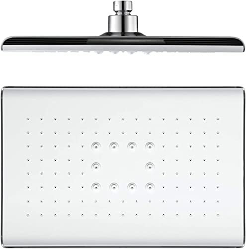 YRUIIA Duschkopf Regenbrause Rechteck Regenduschkopf ABS Hochdruck Kopfbrause mit Anti-Kalk Düsen Einbauduschköpfe, G1 / 2-Schnittstelle, 270 x 180 mm,Weiß