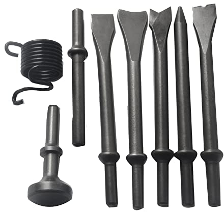 VERAWE 8-Teiliges Luftmeißelkopf-Set Pneumatischer Meißel Air Hammer Punch Chipping Tool Pneumatischer Meißel Air Hamme Cutting Rusting