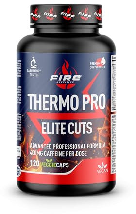 Fire Nutrition - Elite Cuts Thermo Pro 120 Vegan Caps - Advanced Professional Formula - 400 mg Cafeina por dosis - Potente Quemagrasas Termogenico