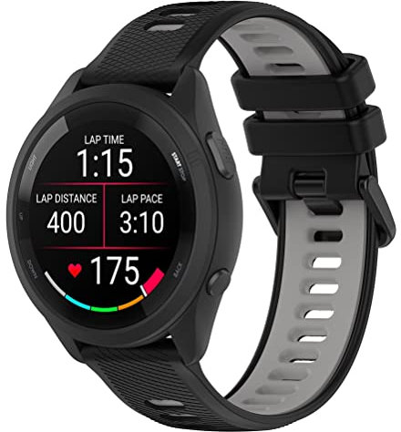 Silikon-Armband kompatibel für Garmin Forerunner 265/255, für Forerunner 265S/255S, für Forerunner 245/645/158/55, 18mm, for Forerunner 265S/ 255S, Silikon