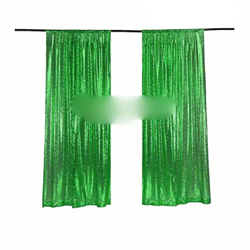 2 Paneele 2 ft x 8 ft Silber Schimmer Pailletten Stoff Photo Booth Hintergrund Pailletten Vorhänge Fotografie Hochzeit Hintergrund Dekor-Apfelgrün,XS-2pc 2x3ft-60x90cm