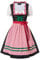 SCARLET DARKNESS Robe Folklorique 3 pièces pour Femme - Longueur Genoux - Robe midi à Carreaux - Costume pour Oktoberfest L - Rouge