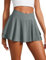 CRZ YOGA Damen Tennis Rock mit Hose Tennisrock Crossover High Waist Skort Golfrock Wanderrock Skater Sport Hosenrock Grauer Salbei 36