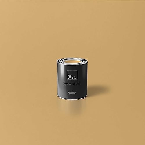 New Walls Pintura de emulsión líquida de lujo para interiores, color naranja, mostaza, 1 L
