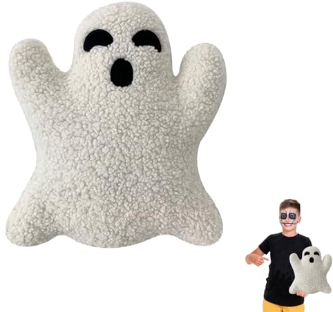 POPOYU Halloween Kuscheltier Gespenster 40cm,Halloween Kissen Geist Weißer Geister Plüsch HalloweenGeister Figure Geisterstofftier Geisterkissen Für HalloweenKinder Geschenk Deko Geister Wurfkissen