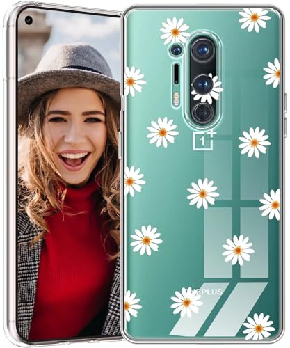 POUHYE Hülle für OnePlus 8 Pro 5G Handyhülle, Klare Flexible Silikon Stoßfest Cover, 1,5 mm Dicke Stoßdämpfung OnePlus 8 Pro 5G Schutzhülle [Nicht-Vergilbung] [Anti Slip] [Anti Scratch] Chrysantheme