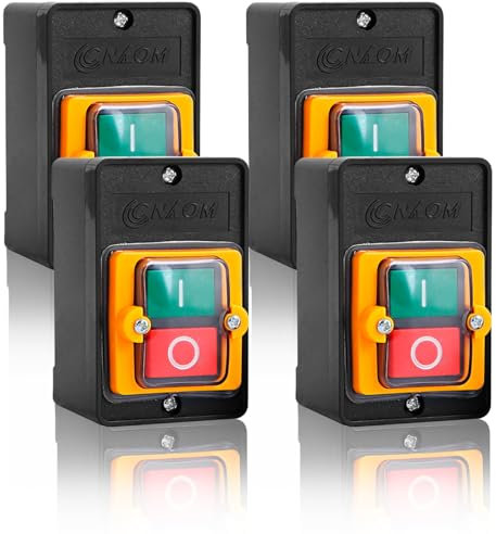 Interruptor Pulsador AC220V / 380V 10A, 4 Pieza Iterruptor de Botón Impermeable Interruptor Trifasico Pulsador Marcha Paro para Controlar Equipos Mecánicos