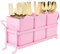 NelyBet Metal Silverware Caddy,3 Compartment Utensil Holder With Metal Rack,Utensil Caddy Flatware Cutlery Organizer for Countertop Party Picnic Camping Outdoor Pink