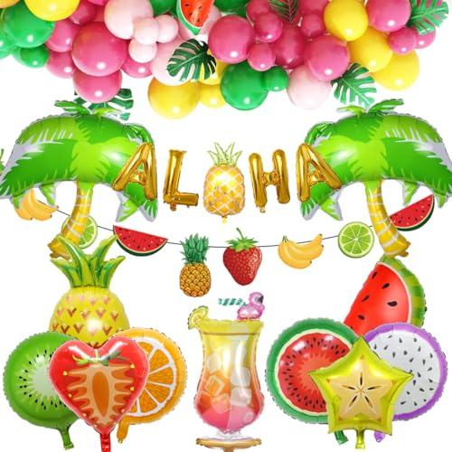 Decorazioni per festa estiva hawaiano, kit arco di palloncini con frutta tropicale, hawaiano tema frutta, festa in piscina sulla spiaggia