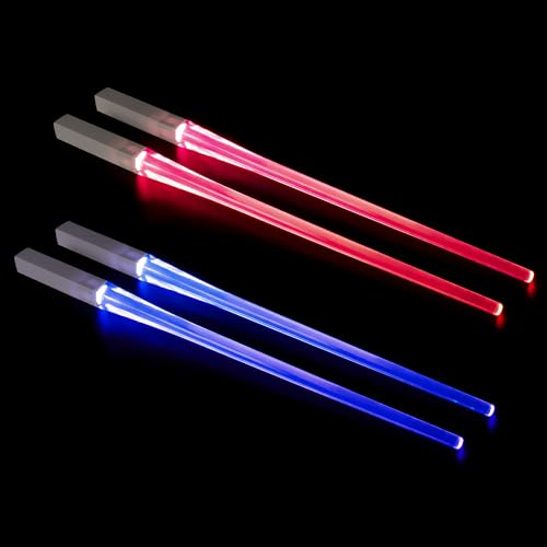 ZOYDP Bacchette Spade Laser, 2 Paia Bacchette Sushi Luminose, LED Bacchette Sushi, Senza BPA, Lavabili In Lavastoviglie per Cucine Dinner Party, Feste