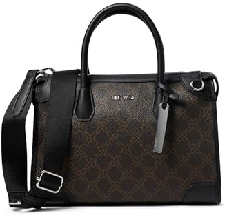 Nine West Ellis Satchel, Braunes Logo/Schwarz, Medium