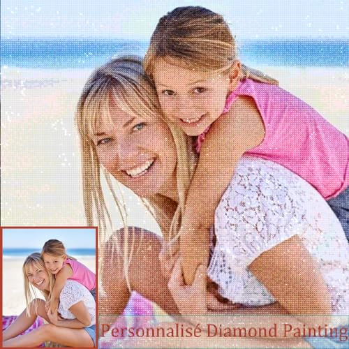 Diamond Painting Personnalisé Photo, Custom Broderie Diamant Personnaliser Kit de Peinture Diamant Painting 5D DIY pour Adultes, Perle Diamant Personnalisé Photo Arts Mur Décor, 30x30cm