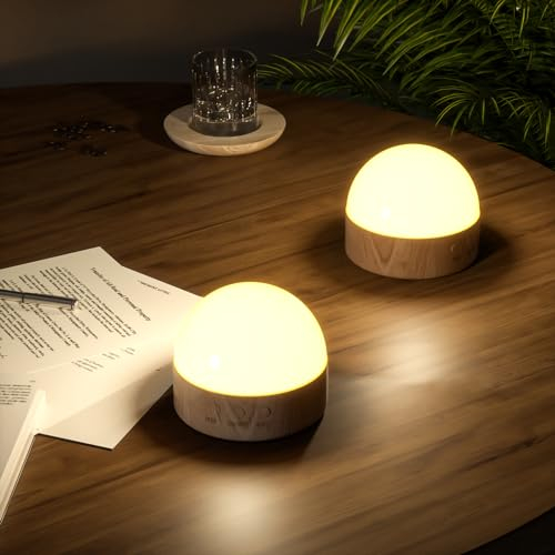 Kintion Nachttischlampe Kinder, 8 Modi mit RGB Lichtern Nachtlicht Baby, 1800mAh Wiederaufladbares Stilllicht Dimmbar, Rotes Nachtlicht mit 25–160 Stunden Laufzeit, 2er-Pack
