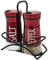 Set de 2 Salières et Poivrières en Acier Inoxydable et Verre, Salière et Poivrière de Qualité Supérieur, Pot a Sel Accessoires de Cuisine (Rouge)