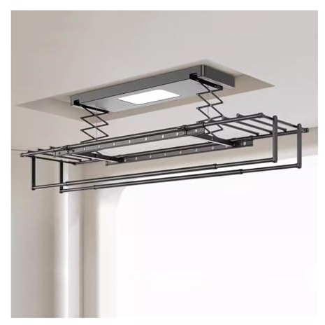 TOAWEM Tendedero eléctrico montado en el Techo Percha de Ropa Control Remoto Elevación automática Balcón Percha telescópica Ropa para el hogar Varilla de Secado Estante Tendedero de Techo