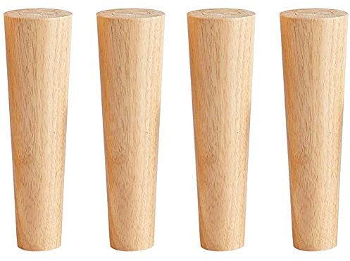 EUTYRG Pieds de Meubles/Pieds de Table, Bois Massif, Pieds de Meubles de Remplacement Coniques, Pieds de Meubles, Pieds de Table en Bois, Tapis Hauts (25 cm)