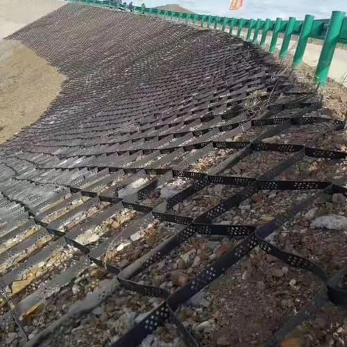 Stabilisateur de Gravier Grille Au Sol de Gravier D'aménagement Paysager de Pente, Résistance Aux Charges Lourdes Évolutive Stabilisation Des Géocellules, Grilles Géographiques Pliantes pour Travaux d