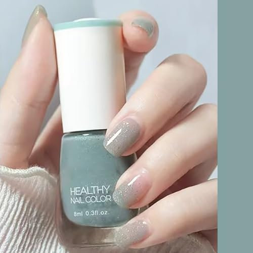 Nude Nail Polish, Nude Quick Dry Nail Varnish - Oil Based Natural Long Lasting Nail Polish - No Need Uv Nail Paint For Diy Nail Art Manicure At Home -French Manicure (30#Light Blue)