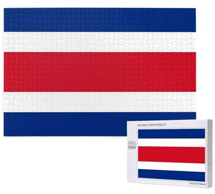 Puzzle mit Flagge von Costa Rica, für Erwachsene, 1000 Teile, Holzpuzzle für Familie, Freunde, Heimdekoration, Wandkunst, 75 x 50 cm
