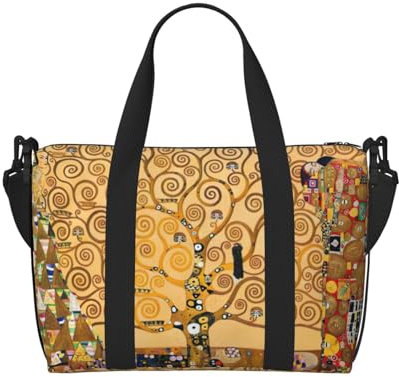 Borsa da viaggio con stampa albero della vita, borsone da viaggio, borsa per oggetti personali, per viaggi, palestra, sport, fine settimana, Nero , Taglia unica