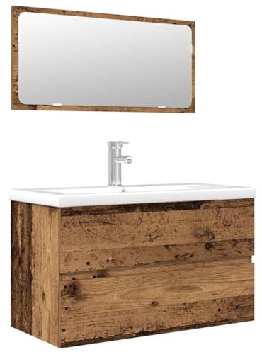 vidaXL 3 Piece Bathroom Furniture Set Old Wood Engineered Wood