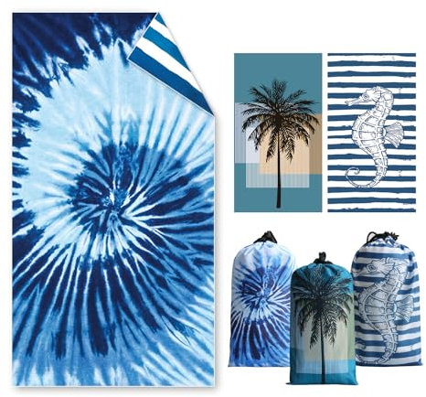 Asbtos Strandtuch Groß, 180 x 100 cm Doppelseitig Strandhandtuch, Schnell Trocknendes, Weiches, Leichtes, Pflegeleicht, Sandfreies Microfaser Handtücher für Reise Urlaub Schwimmen Camping (Wirbel)