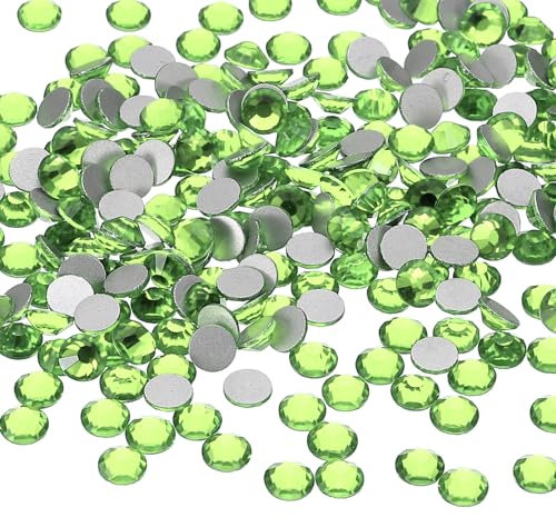PATIKIL 4320Pcs SS6 Round Flatback Crystal 2.0-2.1mm Glass Rhinestones Gems Diamonds for DIY Crafts Clothes Shoes Nail Art Decoration, Light Green