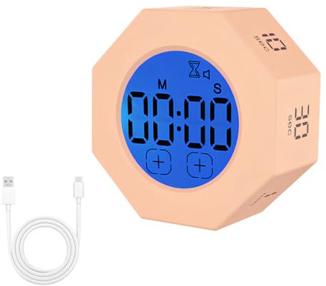 Minuteur Pomodoro, Minuterie de Cube Flip, Préréglée 1/2/3/5/10/25/60 Min, Minuterie Numérique Visuelle à Sensible Gravité, pour Travailler, Étudier, Faire de l'exercice, Cuisiner